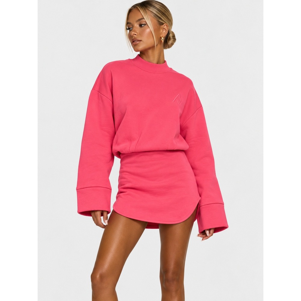 The Attico Pink Mock Neck Peplum Sweatshirt IT 40 S